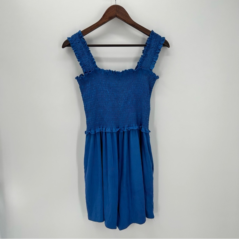 Oxford Blue Shorts Romper, size Medium